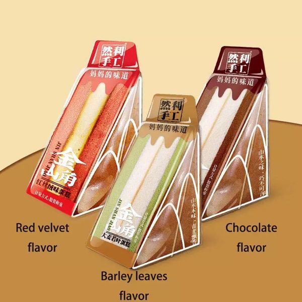 Ranli Cakes 95gram*28 Instant Desserts Red Velvet Cake Snack Triangle Soft Cakes for Kids Snack
